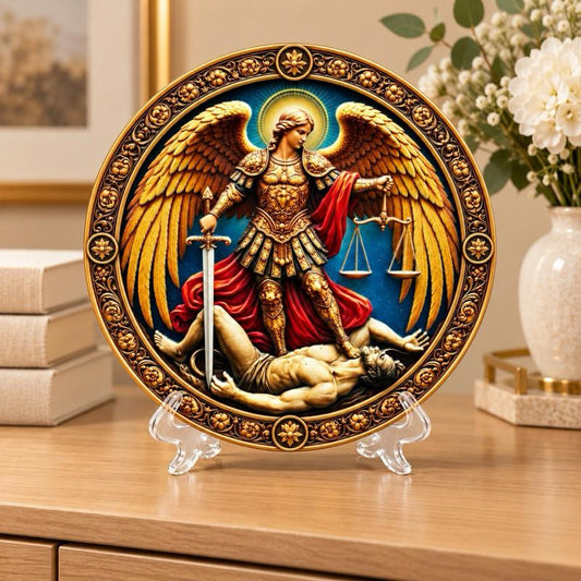 Mandala Enfeite de Mesa ou Parede Porcelana São Miguel Arcanjo