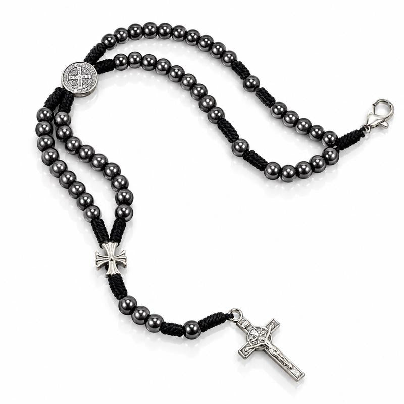 Pulseira Terço Hematita São Bento Ajustável