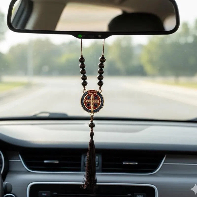 Kit São Bento Enfeite De Carro E Dezena Retrovisor Medalha