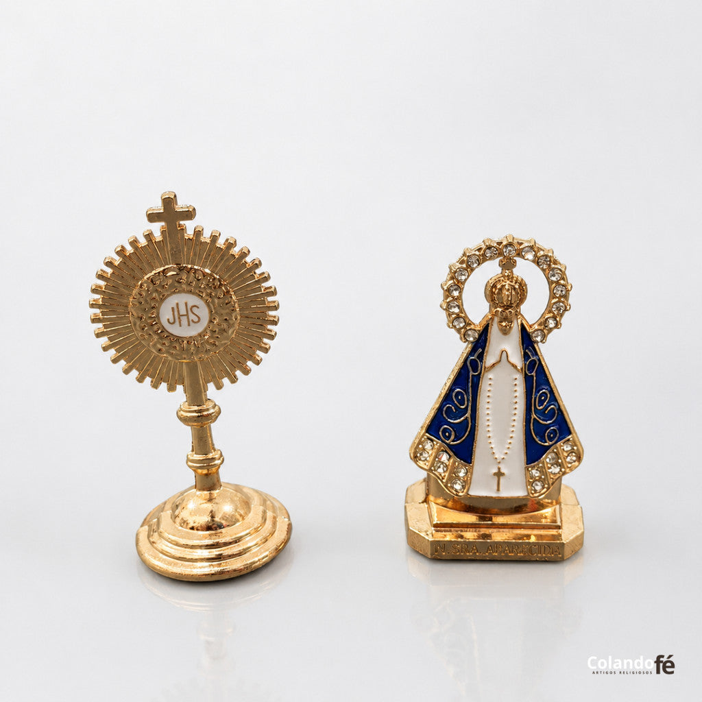 Kit Santissimo + Nsa Aparecida Com Dupla Face Kit Crisma Eucarístia Lembrancinha Católica