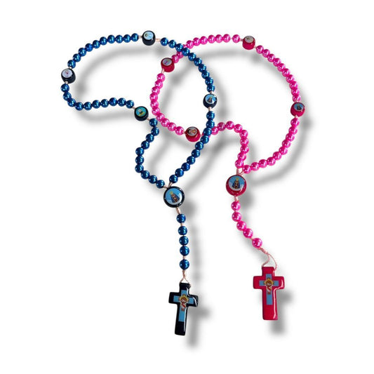 Terço Infantil Rosa e Azul Lembrança