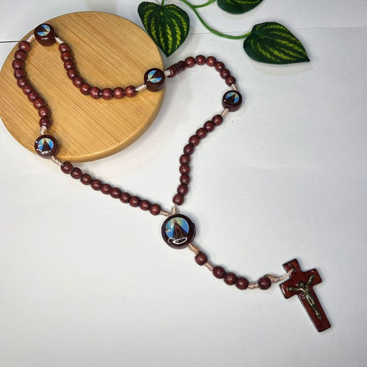 Terço De Madeira Imbuia Nossa Senhora